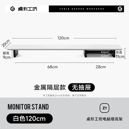 Walnut Wood Computer Riser with Drawers Desktop Storage Rack Double-Layer Monitor Stand Modern Office Space Saving Organizer