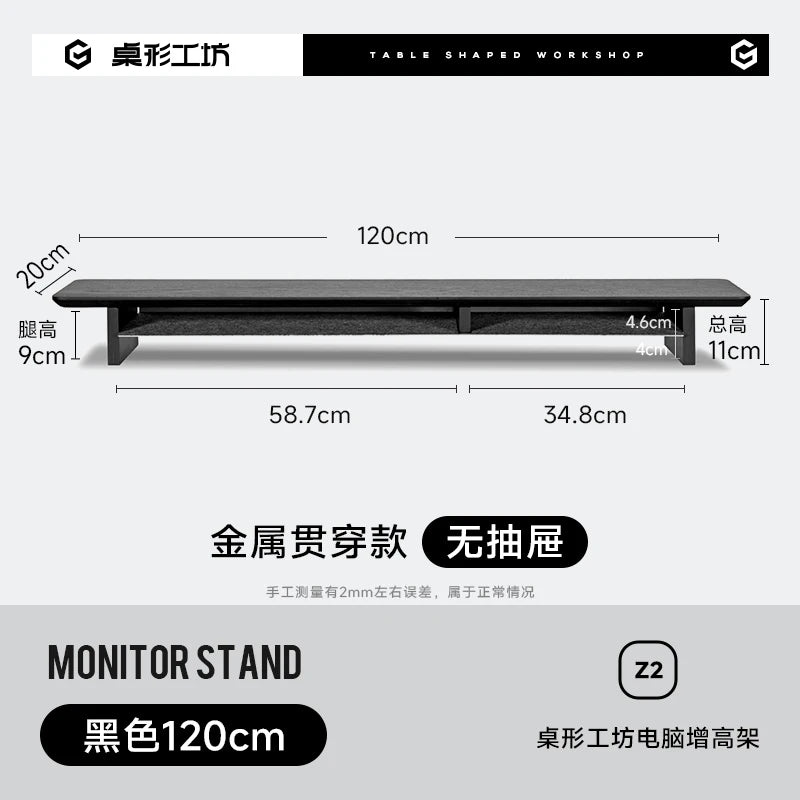 Walnut Wood Computer Riser with Drawers Desktop Storage Rack Double-Layer Monitor Stand Modern Office Space Saving Organizer