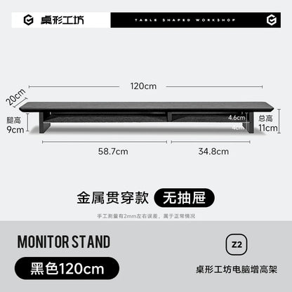 Walnut Wood Computer Riser with Drawers Desktop Storage Rack Double-Layer Monitor Stand Modern Office Space Saving Organizer