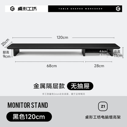Walnut Wood Computer Riser with Drawers Desktop Storage Rack Double-Layer Monitor Stand Modern Office Space Saving Organizer