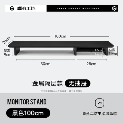 Walnut Wood Computer Riser with Drawers Desktop Storage Rack Double-Layer Monitor Stand Modern Office Space Saving Organizer