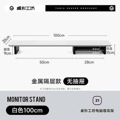 Walnut Wood Computer Riser with Drawers Desktop Storage Rack Double-Layer Monitor Stand Modern Office Space Saving Organizer