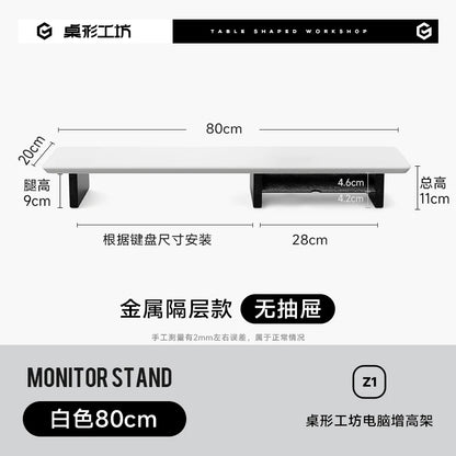 Walnut Wood Computer Riser with Drawers Desktop Storage Rack Double-Layer Monitor Stand Modern Office Space Saving Organizer